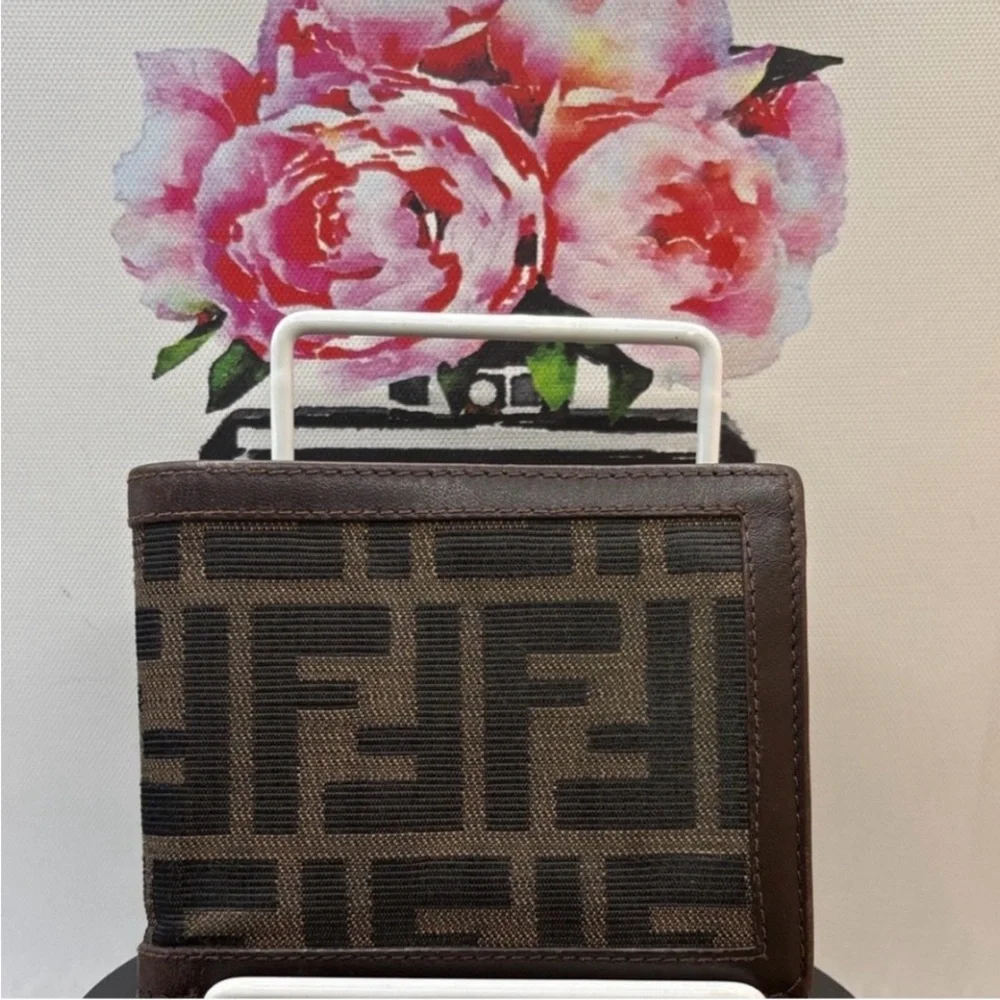 Fendi Black and Brown FF Logo Wallet